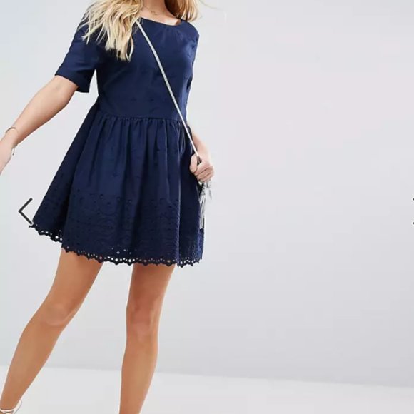 ASOS Blue Backless Short Sleeve Dress Size 4 - Picture 1 of 4